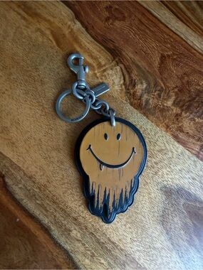 Coach x Gary Baseman Smiley Drip Keychain Mustard Yellow & Black Gnarly